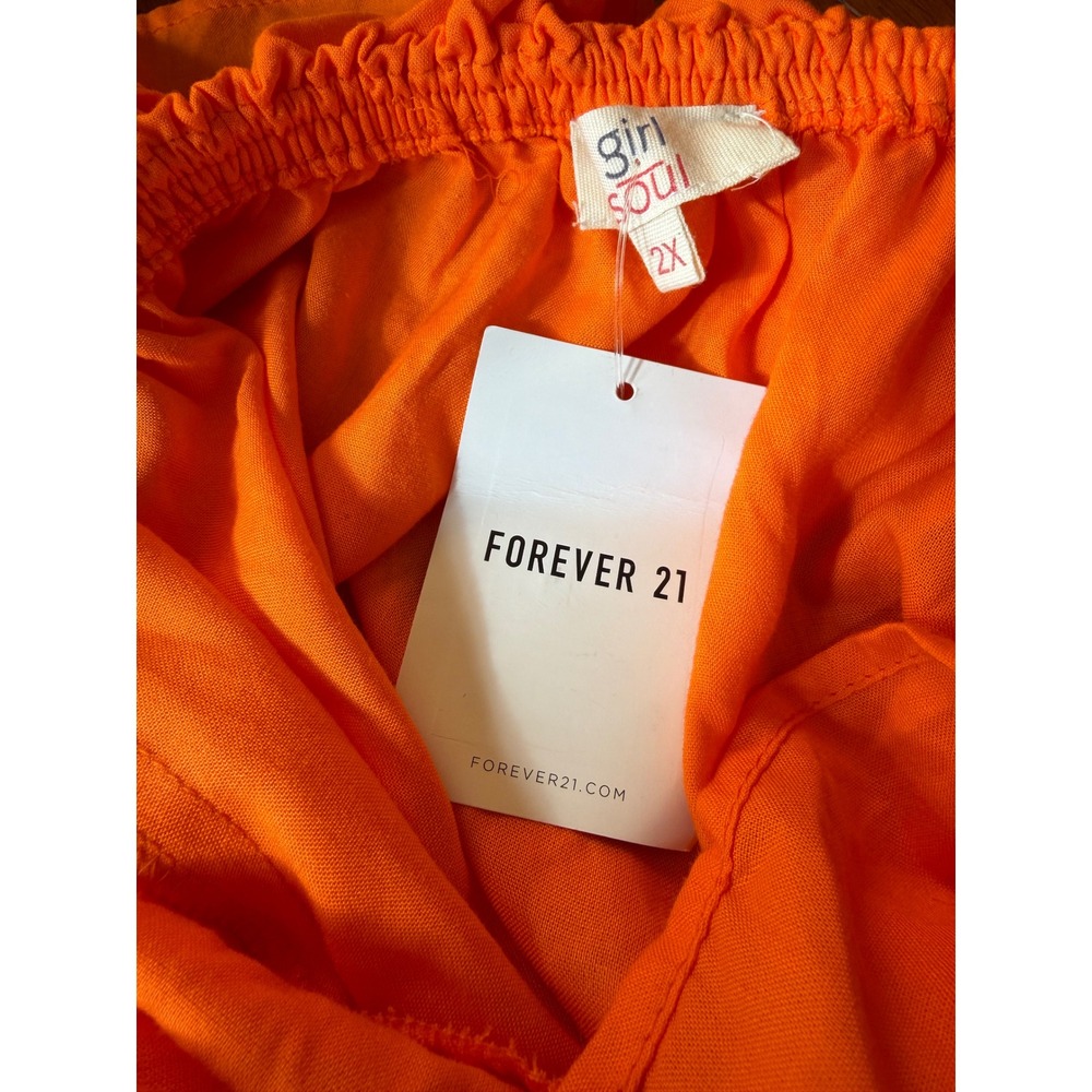Forever 21 Girl Soul Orange Ruffle Off Shoulder Tiered Maxi Dress Plus 2X NWT - Picture 4 of 8